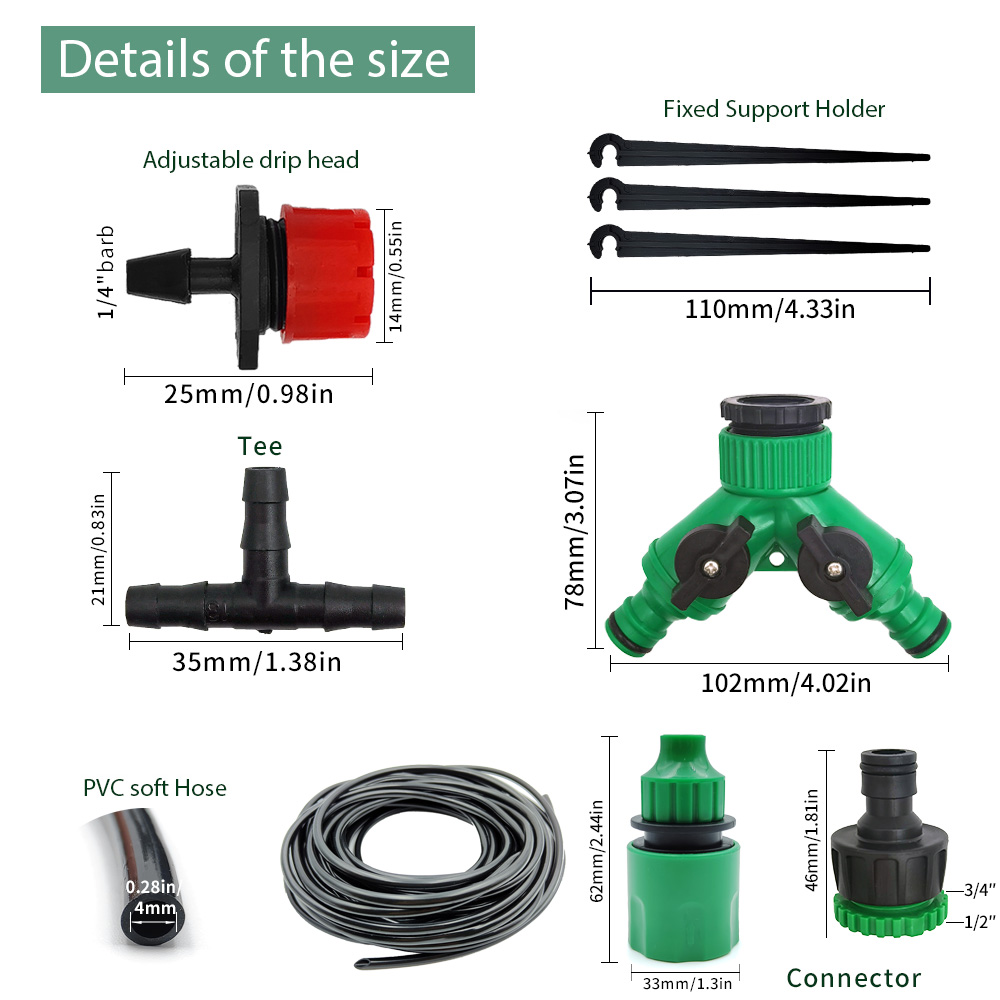 Rumah kaca 15M-30M DIY sistem  - Drip Irrigation System Automatic Kit ulasan dan harga