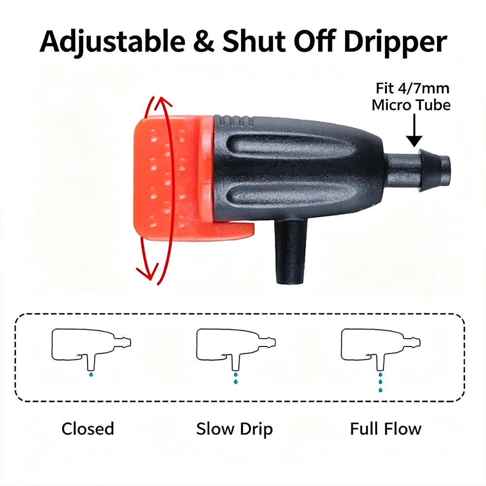 Penyiram Tetes Irigasi dengan  - Drip Emitters Adjustable 360 Micro ulasan dan harga