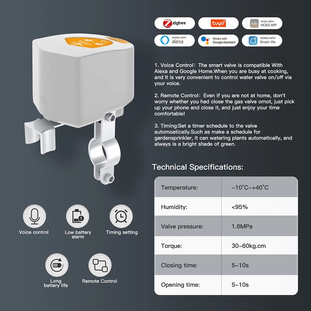 Katup Gas Pintar Tuya Zigbee 2 - Tuya Zigbee Garden Irrigation Controller ulasan dan harga