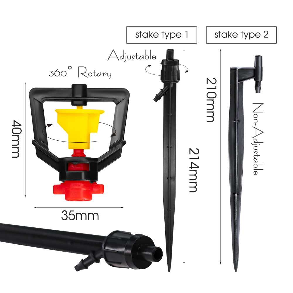 Penyiram mikro putar 360 °, 5  - Drip Emitters Adjustable 360 Micro ulasan dan harga